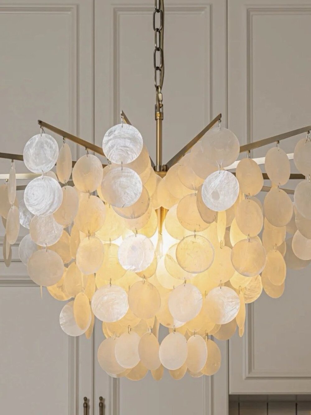 NEW Bronze 6-Light Pendant Capiz Shell Chandelier by AOLA Decor